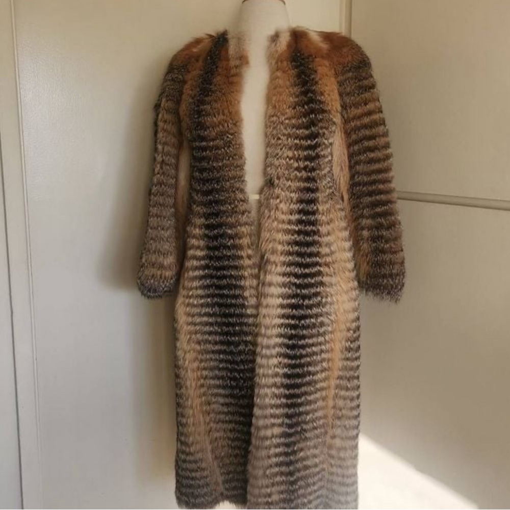 Vintage Norwegian Custom Blue Fox Fur Coat,  Midi Length, Excellent Condition,